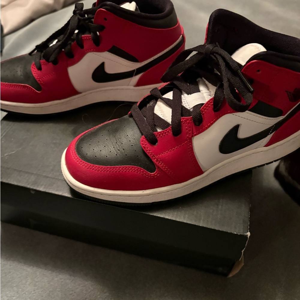 Jordan Kids Red, Black, and White Sneakers